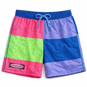 Vineyard Vines Multicolor Patchwork Swim Trunks Boys size 7 Green/Blue